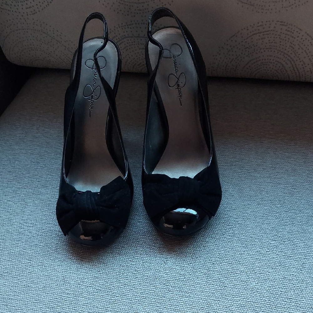 Jessica Simpson Black Bow Slingback Heels